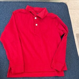 Lands End Kids Long-Sleeve Red Polo Top XS (4-5)